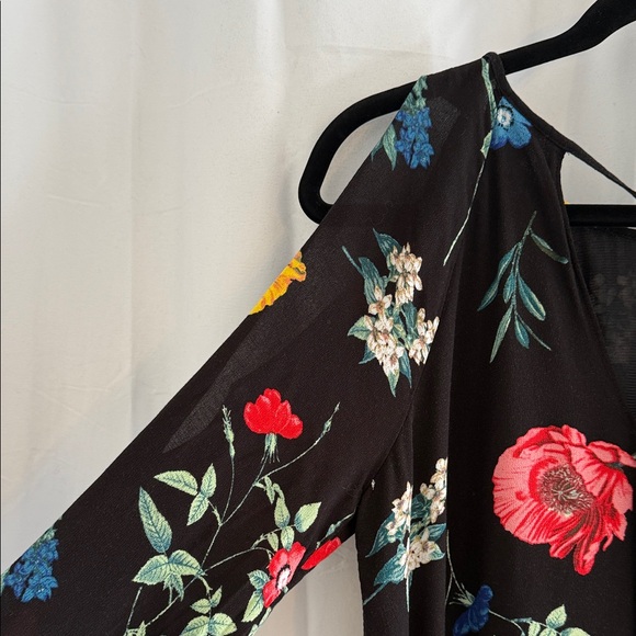 Old Navy Floral Long Sleeve Mini Dress Black Multicolor Women’s Medium - Picture 4 of 11